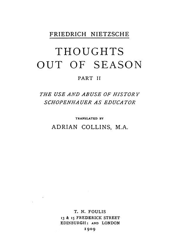 Thoughts Out of Season, Part II cover