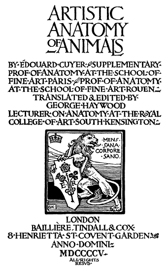 Artistic Anatomy of Animals cover