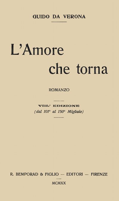 L'amore che torna: romanzo cover