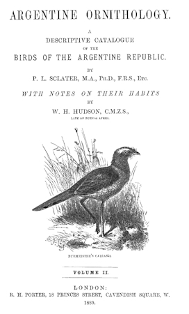Argentine Ornithology, Volume 2 (of 2) / A descriptive catalogue of the birds of the Argentine Republic. cover