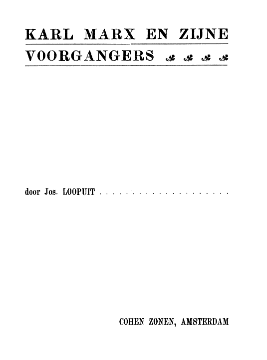 Karl Marx en zijne voorgangers cover