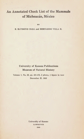 An Annotated Check List of the Mammals of Michoacán, México cover