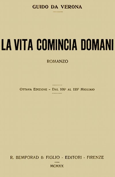 La vita comincia domani: romanzo cover