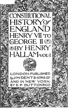 Constitutional History of England, Henry VII to George II. Volume 1 of 3 cover
