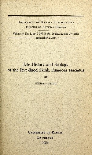 Life History and Ecology of the Five-Lined Skink, Eumeces fasciatus cover