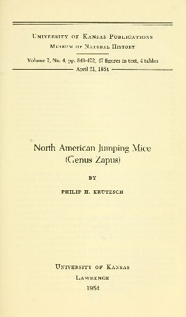 North American Jumping Mice (Genus Zapus) cover