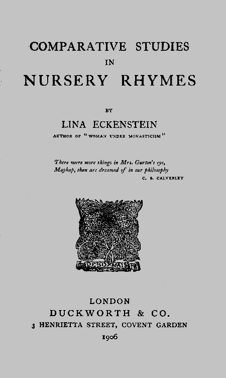Comparative Studies in Nursery Rhymes cover