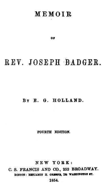 Memoir of Rev. Joseph Badger / Fourth Edition cover