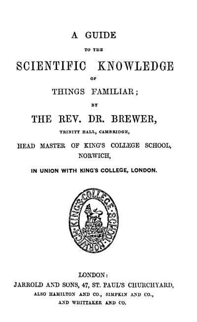 A Guide to the Scientific Knowledge of Things Familiar cover