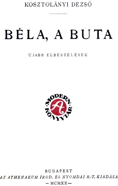 Béla, a buta cover