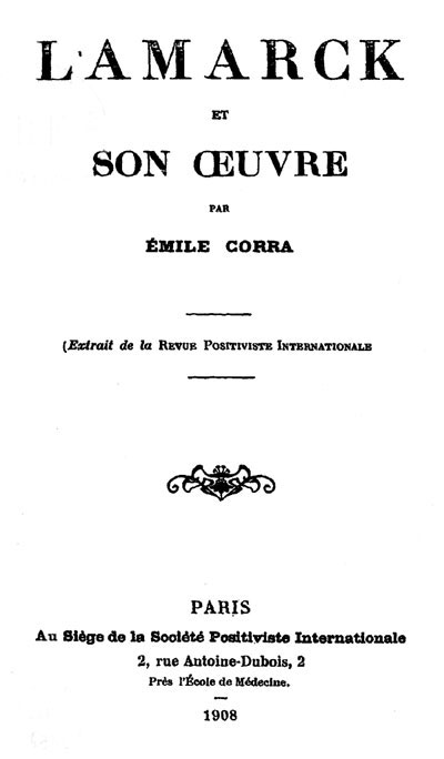 Lamarck et son OEuvre cover