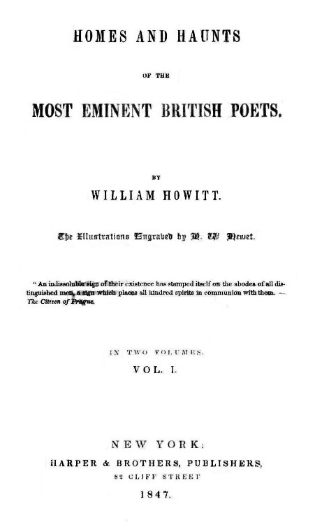 Homes and Haunts of the Most Eminent British Poets, Vol. 1 (of 2) cover