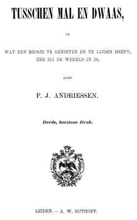 Tusschen mal en dwaas / Wat een meisje te genieten en te lijden heeft, eer zij de wereld in is cover