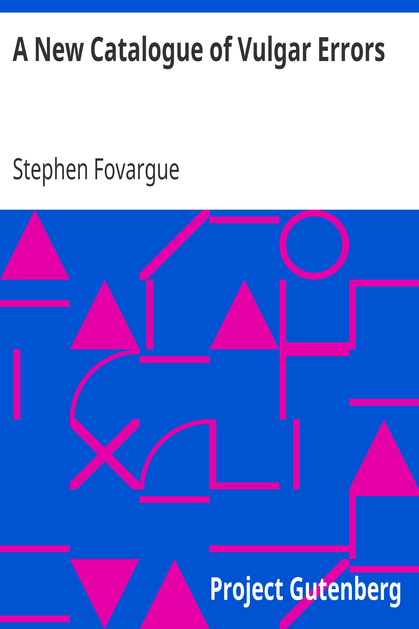 A New Catalogue of Vulgar Errors cover