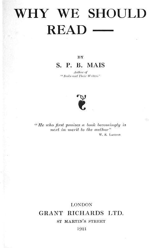 Why we should read-- cover