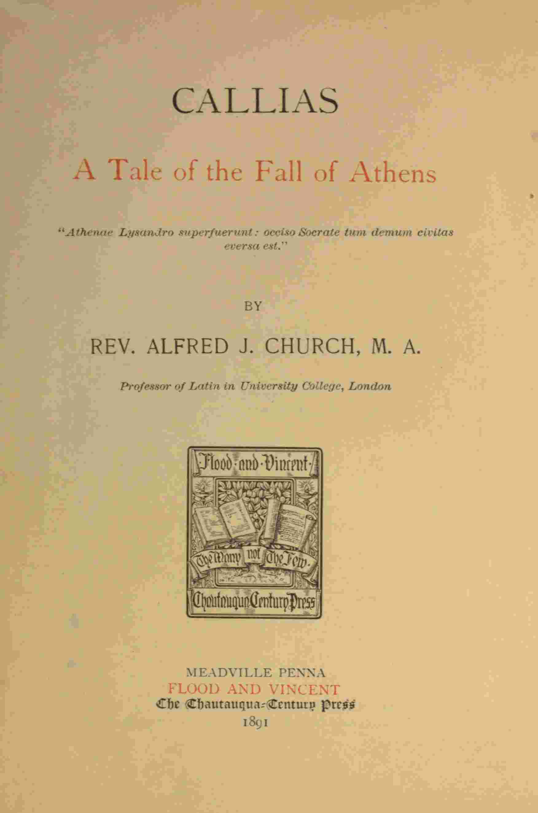 Callias: A Tale of the Fall of Athens cover