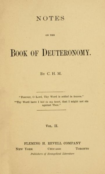 Notes on the Book of Deuteronomy, Volume I cover