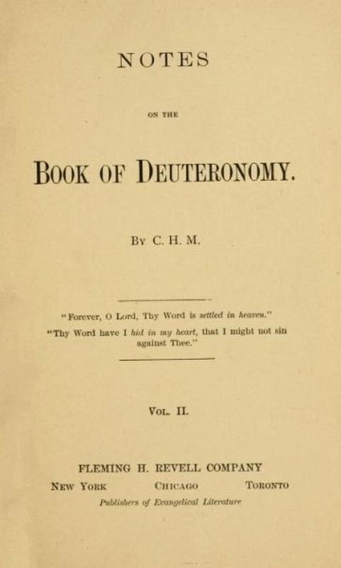 Notes on the Book of Deuteronomy, Volume II cover