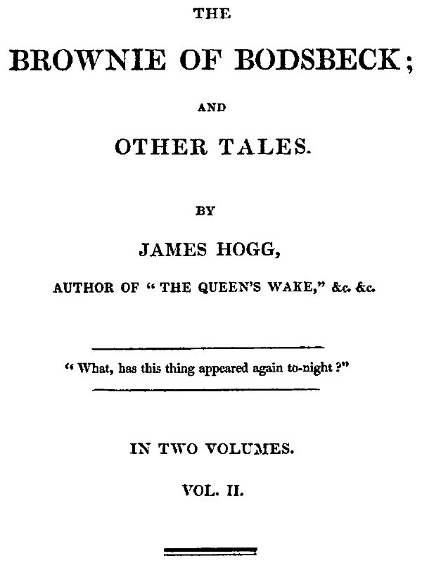The Brownie of Bodsbeck, and Other Tales (Vol. 2 of 2) cover