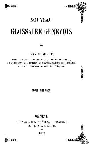 Nouveau Glossaire Genevois, tome 1/2 cover
