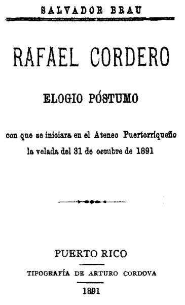 Rafael Cordero: Elogio Póstumo cover