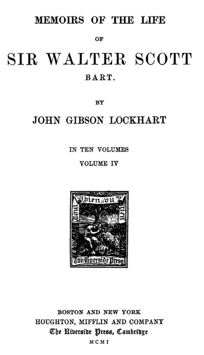 Memoirs of the Life of Sir Walter Scott, Volume 4 (of 10) cover