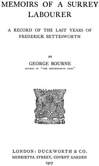 Memoirs of a Surrey Labourer: A Record of the Last Years of Frederick Bettesworth cover