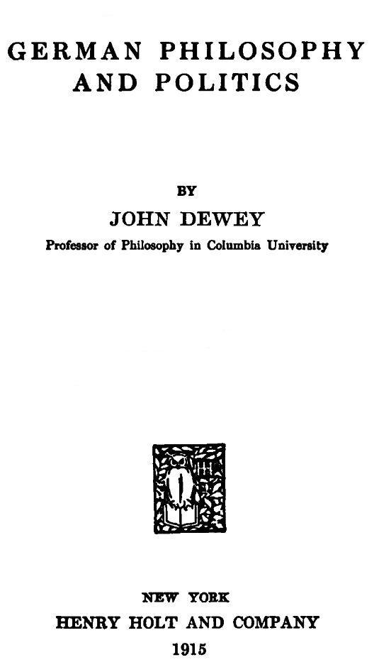 German philosophy and politics cover