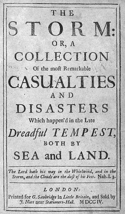 The Storm / or, a Collection of the most Remarkable Casualties and Disasters which Happen'd in the Late Dreadful Tempest, both by Sea and Land cover