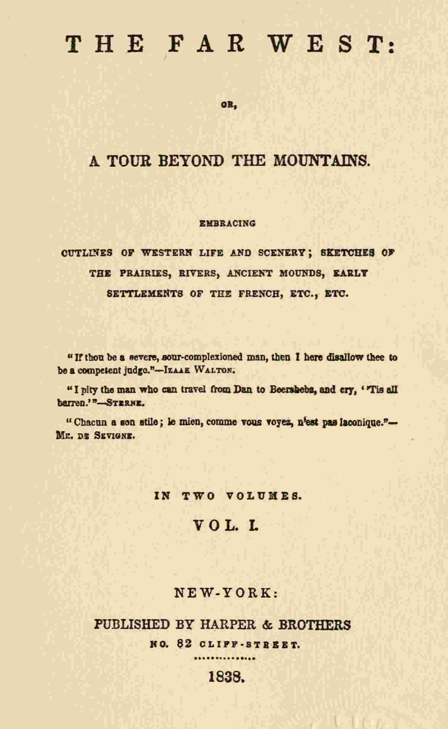 Flagg's The Far West, 1836-1837, part 1 cover