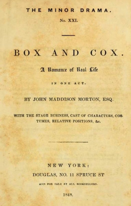 Box and Cox: A Romance of Real Life in One Act. cover