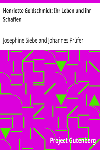Henriette Goldschmidt: Ihr Leben und ihr Schaffen cover