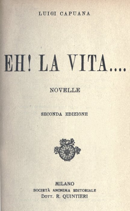Eh! la vita....: Novelle cover