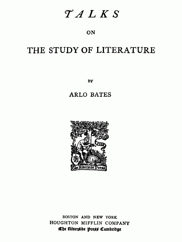 Talks on the study of literature. cover