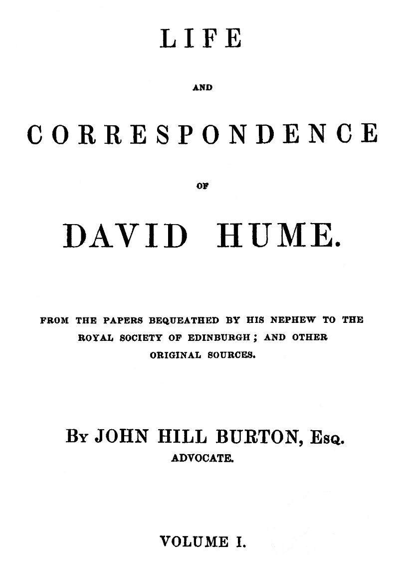 Life and Correspondence of David Hume, Volume 1 cover