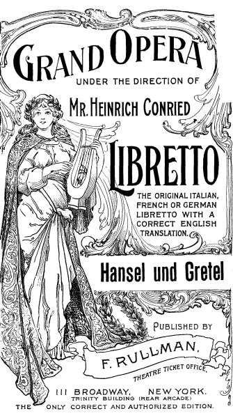 Hänsel and Gretel: A Fairy Opera in Three Acts cover