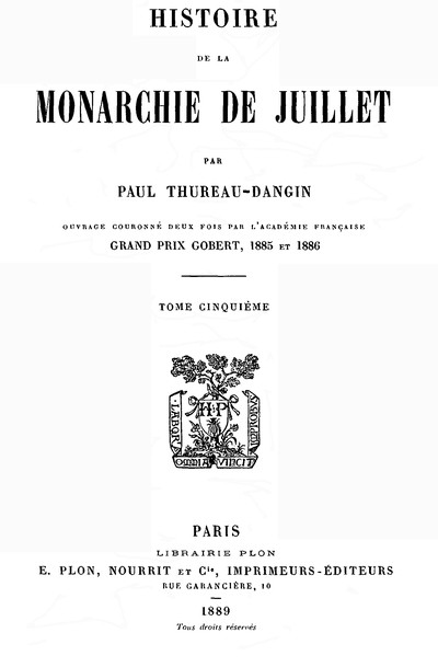 Histoire de la Monarchie de Juillet (Volume 5 / 7) cover
