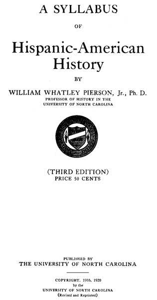A Syllabus of Hispanic-American History cover