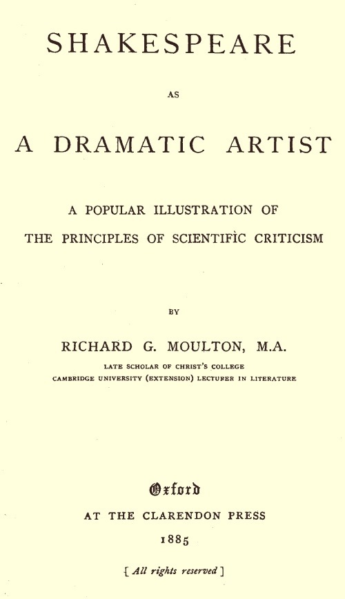 Shakespeare as a Dramatic Artist / A Popular Illustration of the Principles of Scientific Criticism cover