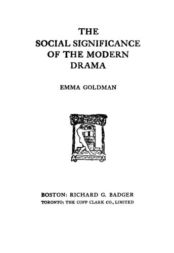 The Social Significance of the Modern Drama cover