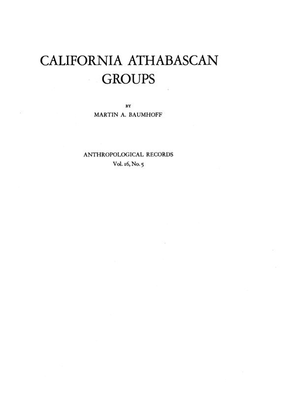 California Athabascan Groups cover