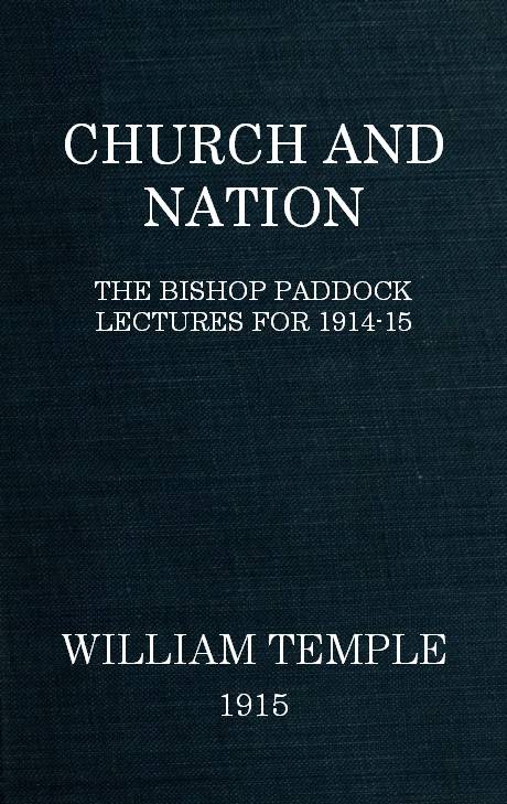 Church and Nation / The Bishop Paddock Lectures for 1914-15 cover