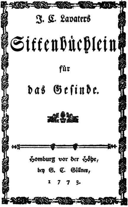 J. C. Lavater's Sittenbüchlein für das Gesinde cover