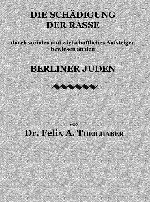 Die Schädigung der Rasse / durch soziales und wirtschaftliches Aufsteigen bewiesen an den Berliner Juden cover