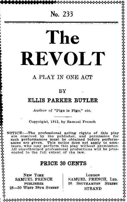 The Revolt: A Play In One Act cover