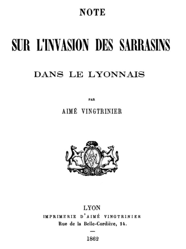 Note sur l'invasion des Sarrasins dans le Lyonnais cover