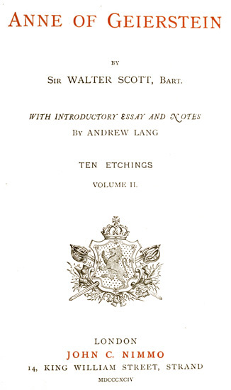 Anne of Geierstein; Or, The Maiden of the Mist. Volume 2 (of 2) cover