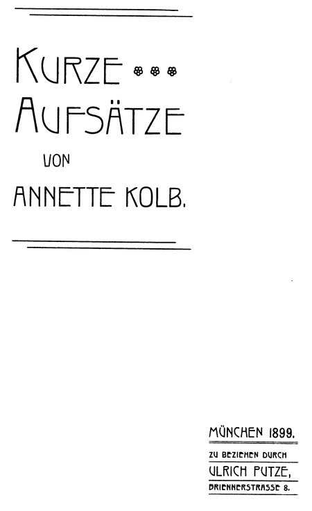 Kurze Aufsätze cover
