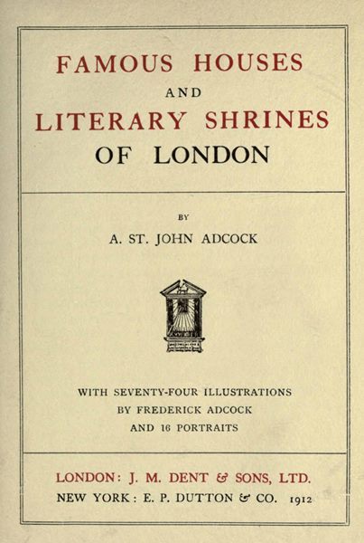 Famous Houses and Literary Shrines of London cover