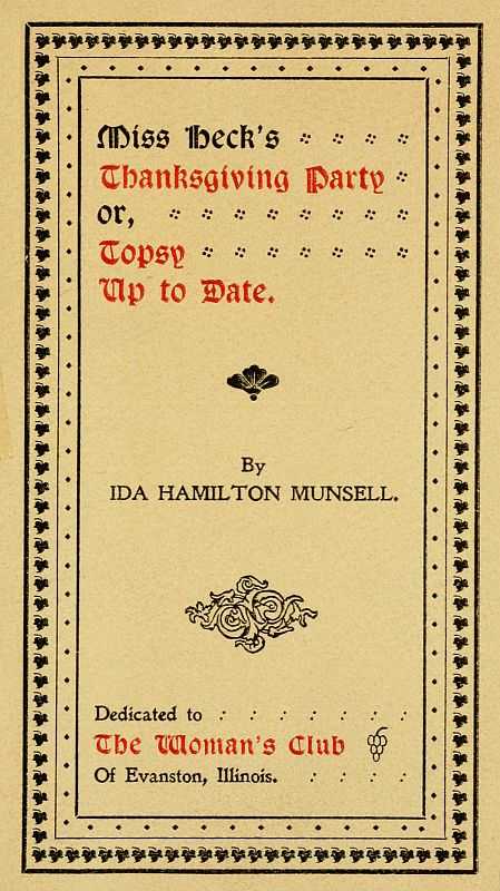 Miss Heck's Thanksgiving Party; or, Topsy Up To Date cover